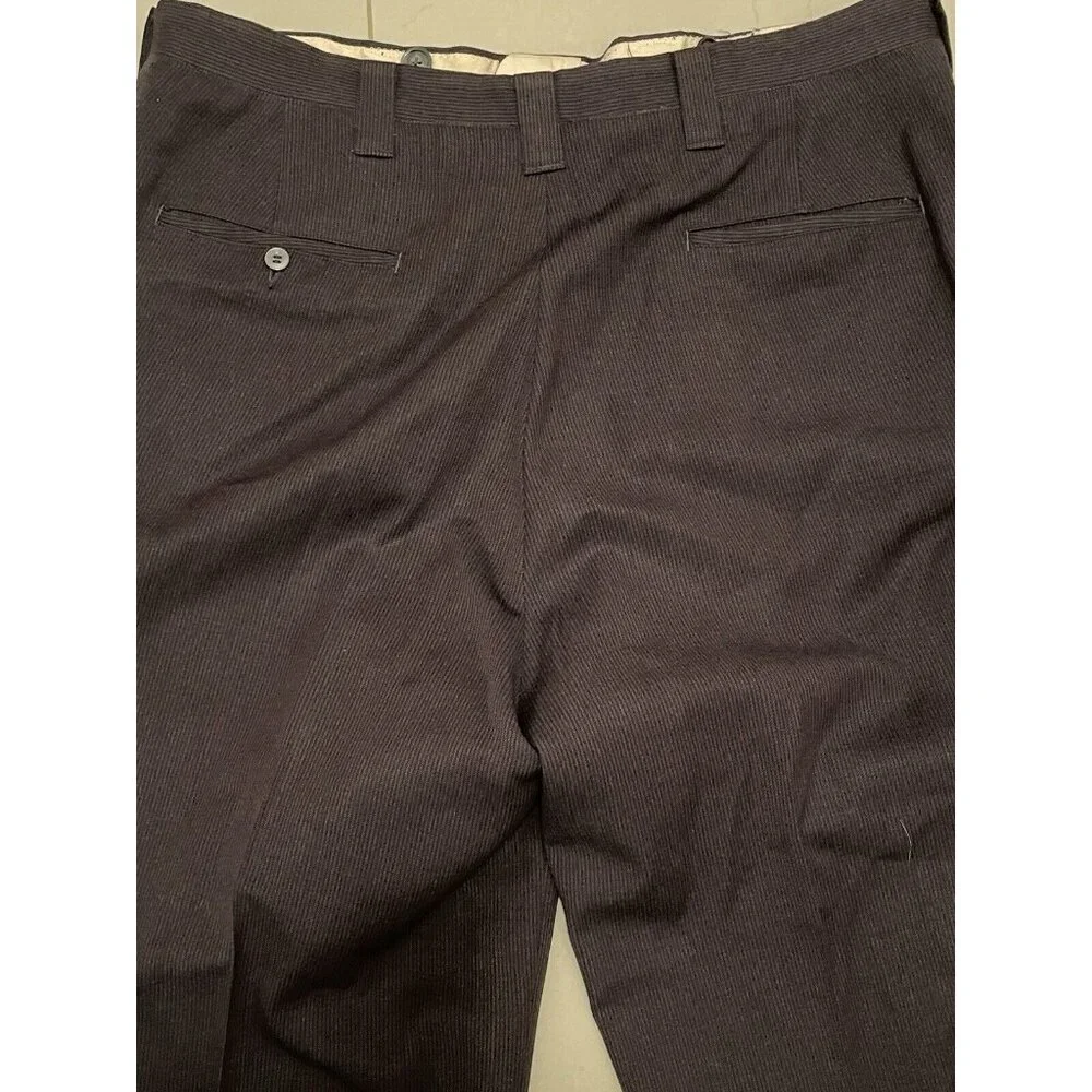 1958 Custom Tailored Siebler Clothes Twill‎ Wool Men’s 37x33 Pants Navy & Brown
